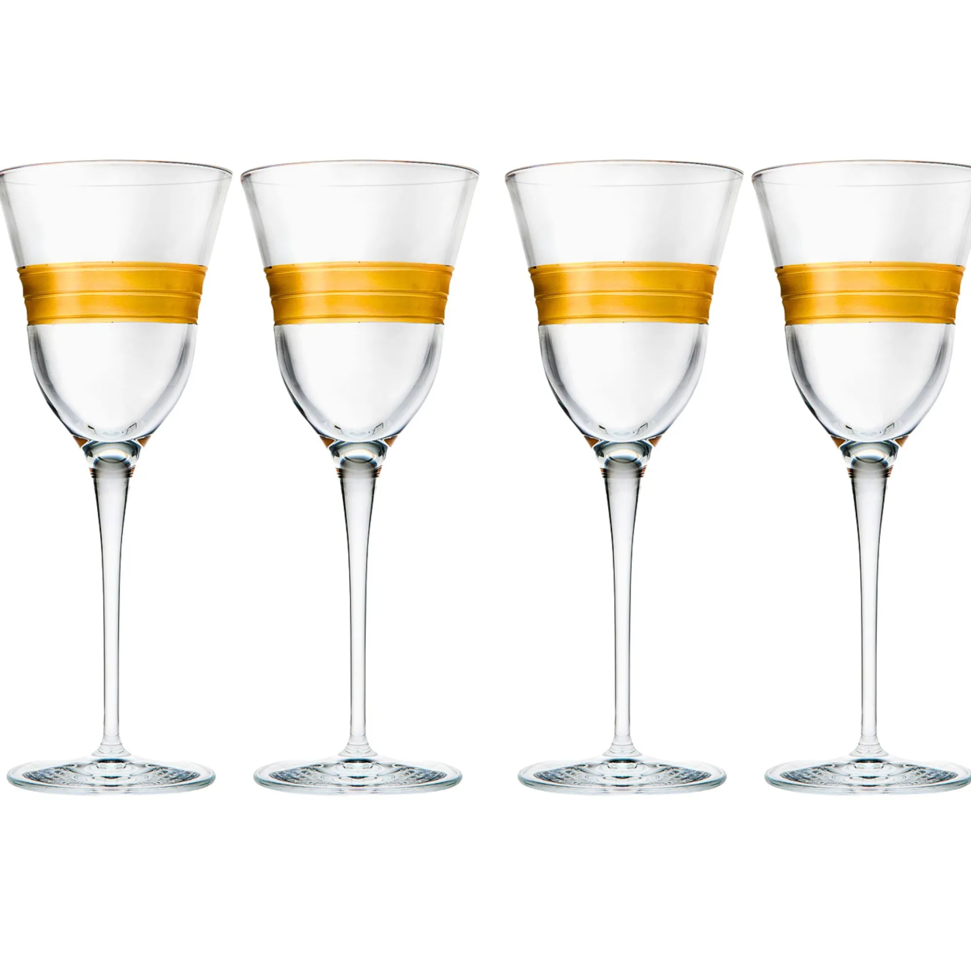 Discount Godinger Abruzzo Gold Banded Wine Glass, Set of 4