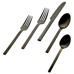 New Godinger Atlas Matte Black 18/0 Stainless Steel 20 Piece Flatware Set, Service For 4
