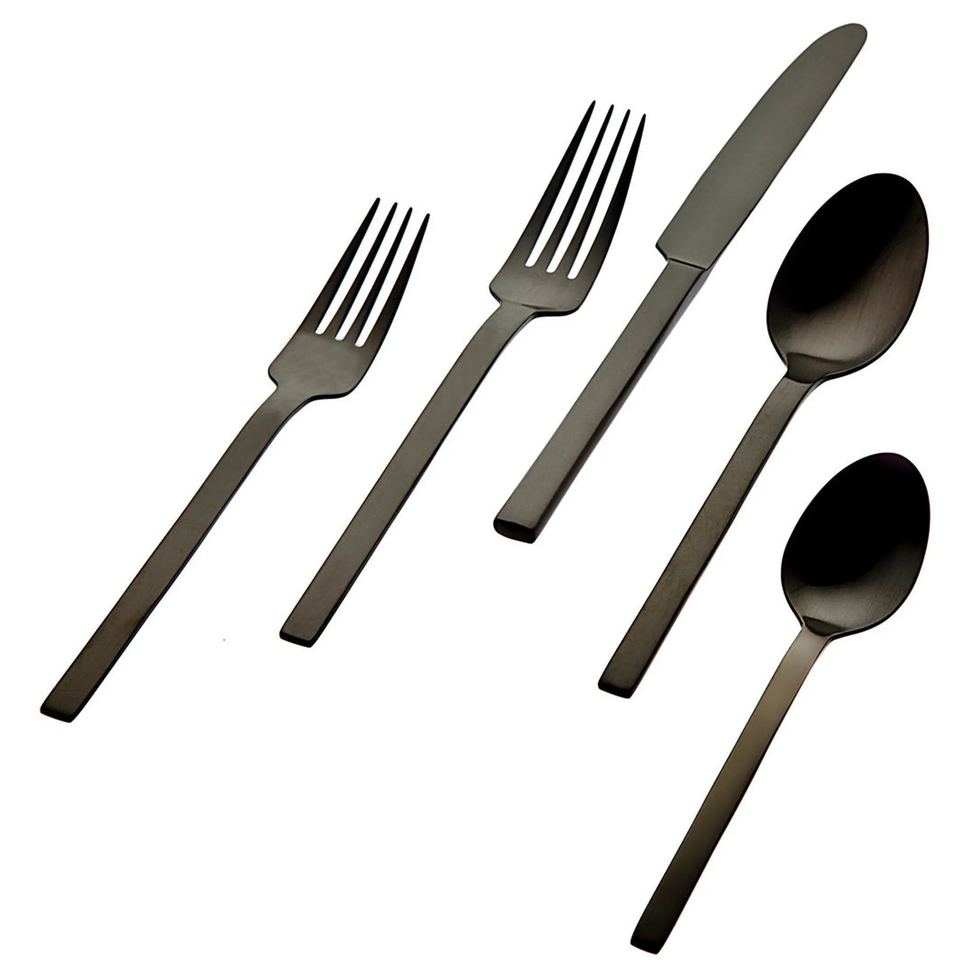 New Godinger Atlas Matte Black 18/0 Stainless Steel 20 Piece Flatware Set, Service For 4