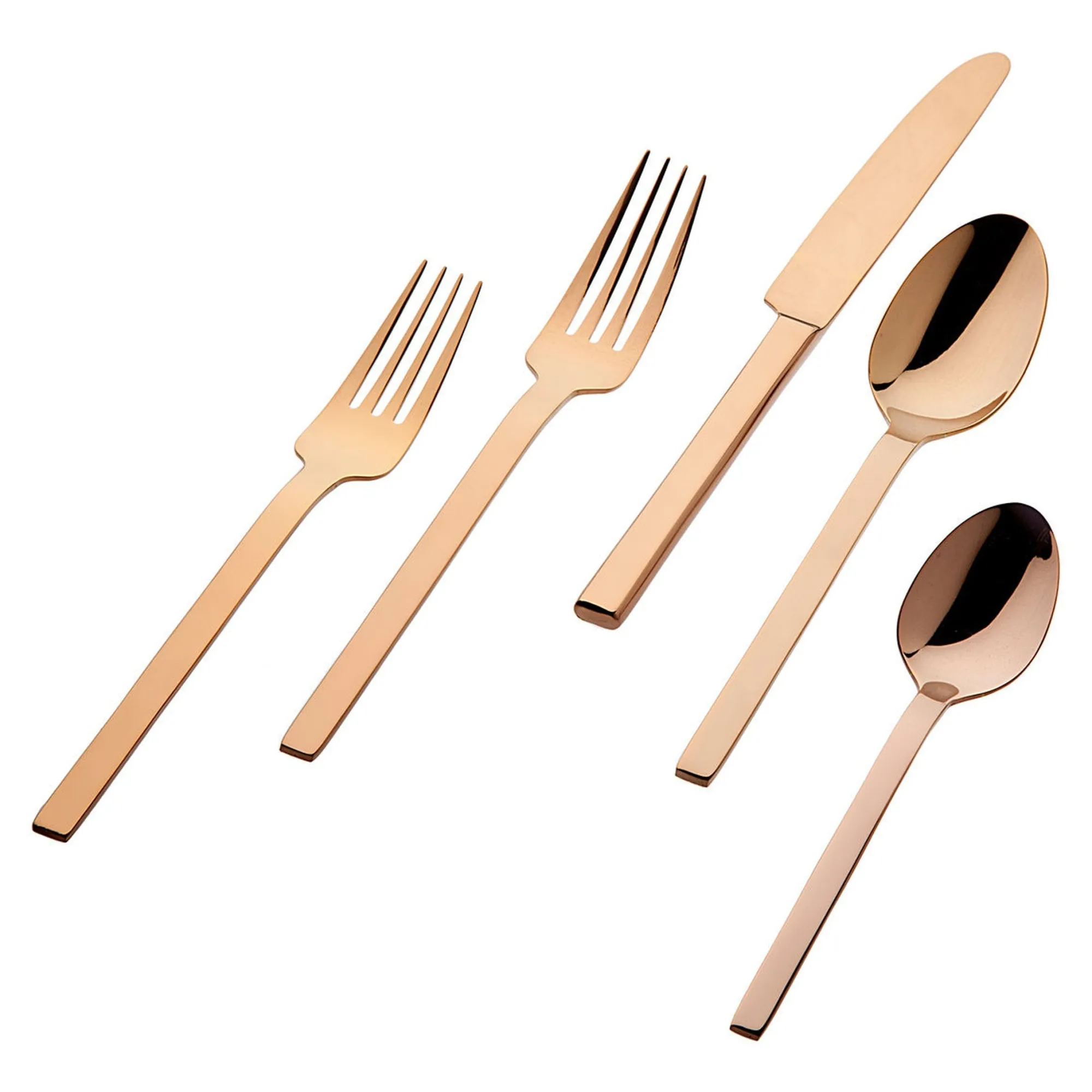 New Godinger Atlas Mirrored Copper 18/0 Stainless Steel 20 Piece Flatware Set, Service For 4