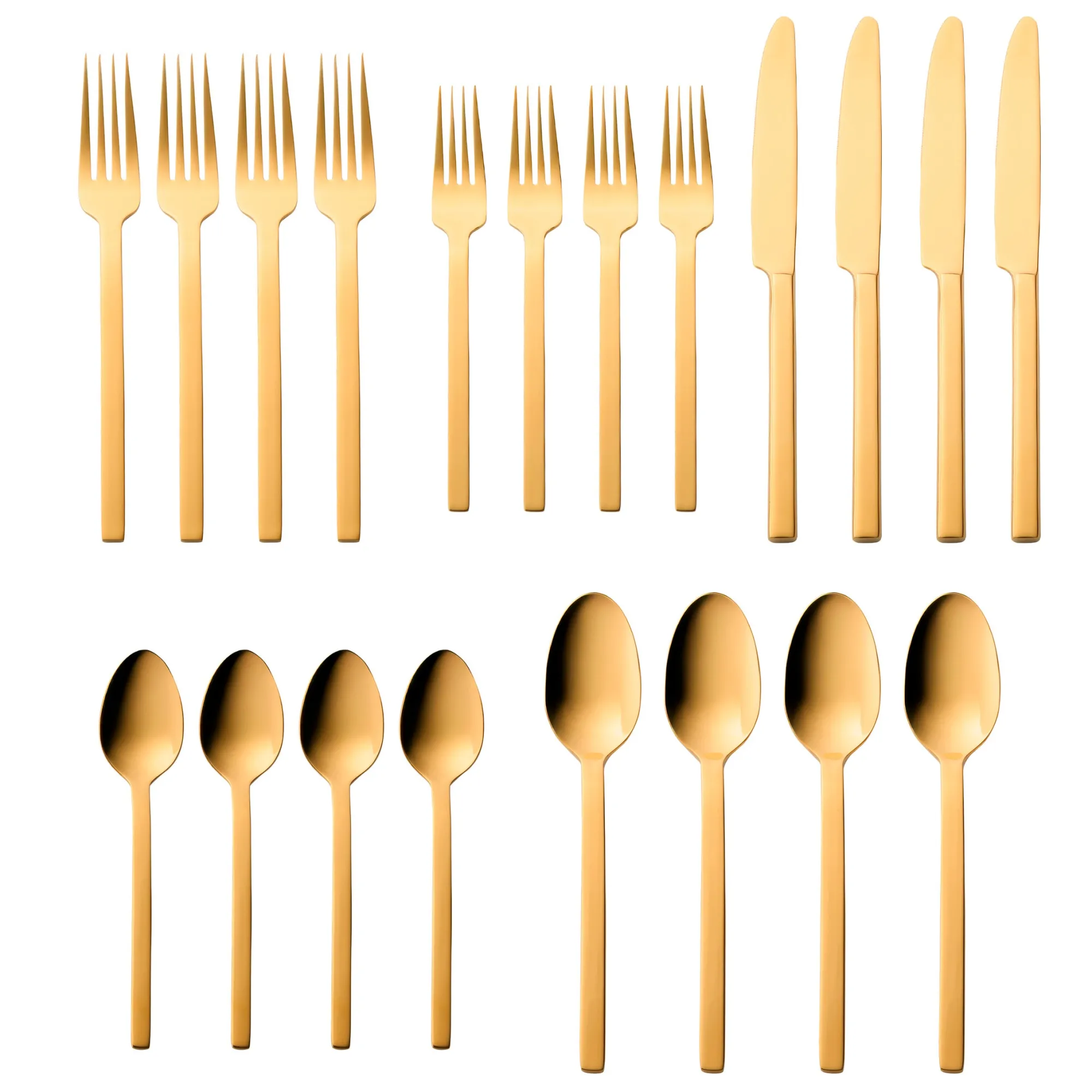 New Godinger Atlas Mirrored Gold 18/0 Stainless Steel 20 Piece Flatware Set, Service For 4