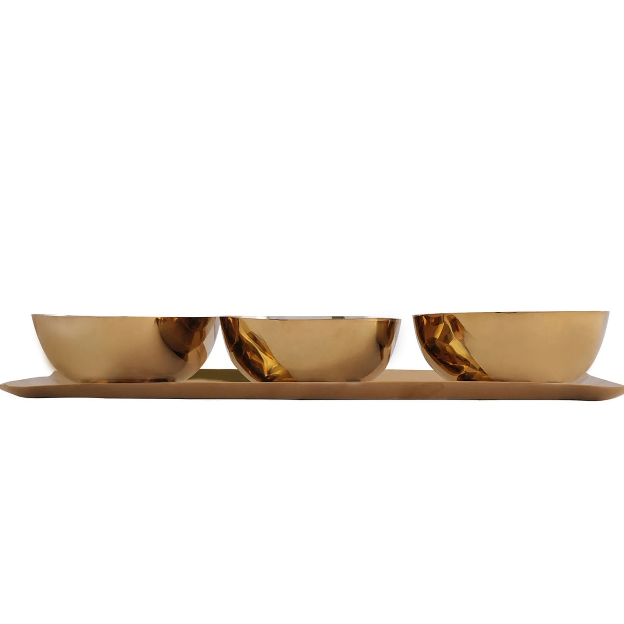 New Godinger Auburn Gold Serving Tray & Appetizer Bowls