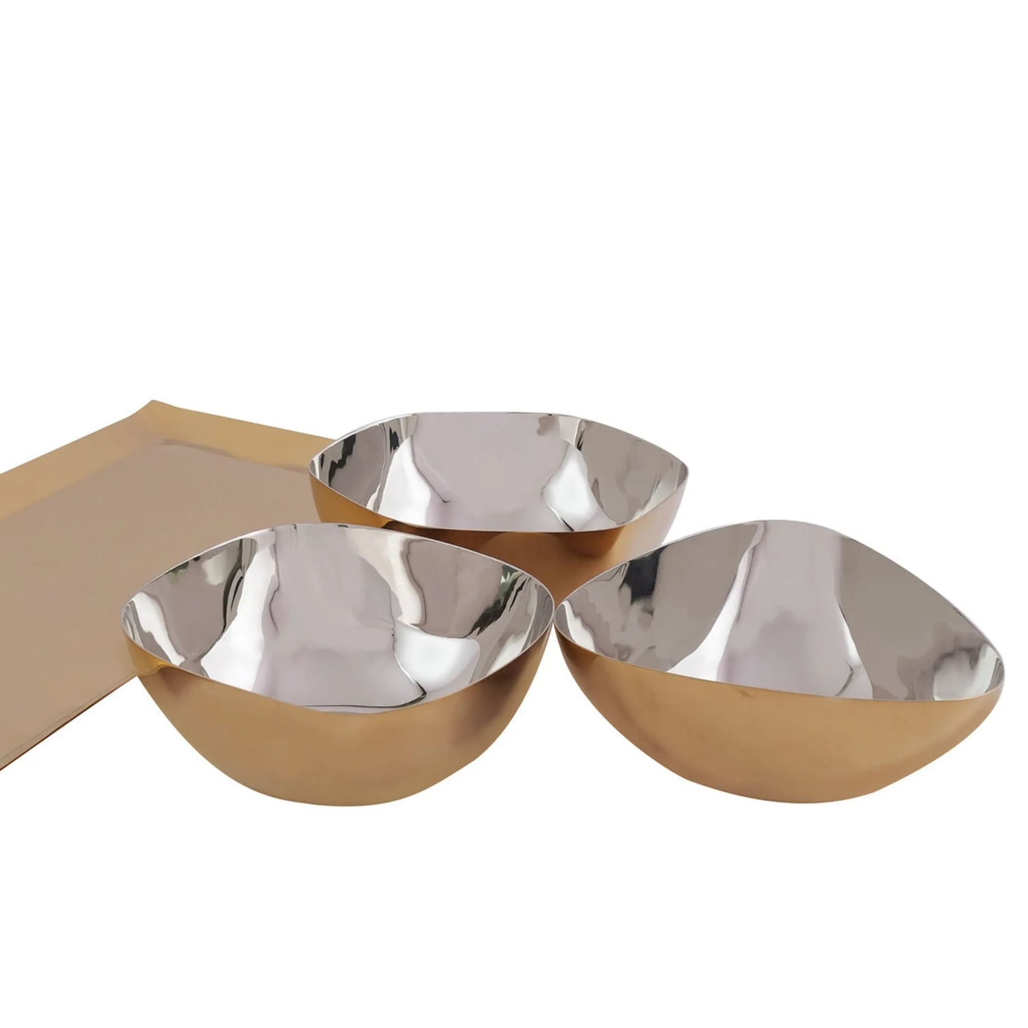 New Godinger Auburn Gold Serving Tray & Appetizer Bowls
