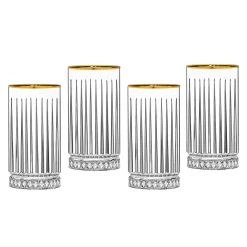 Discount Godinger Avenue Gold Rim Highball, Set of 4