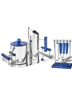 Outlet Godinger Azure Blue Resin & Stainless Steel 5 Piece Bar Tool Set