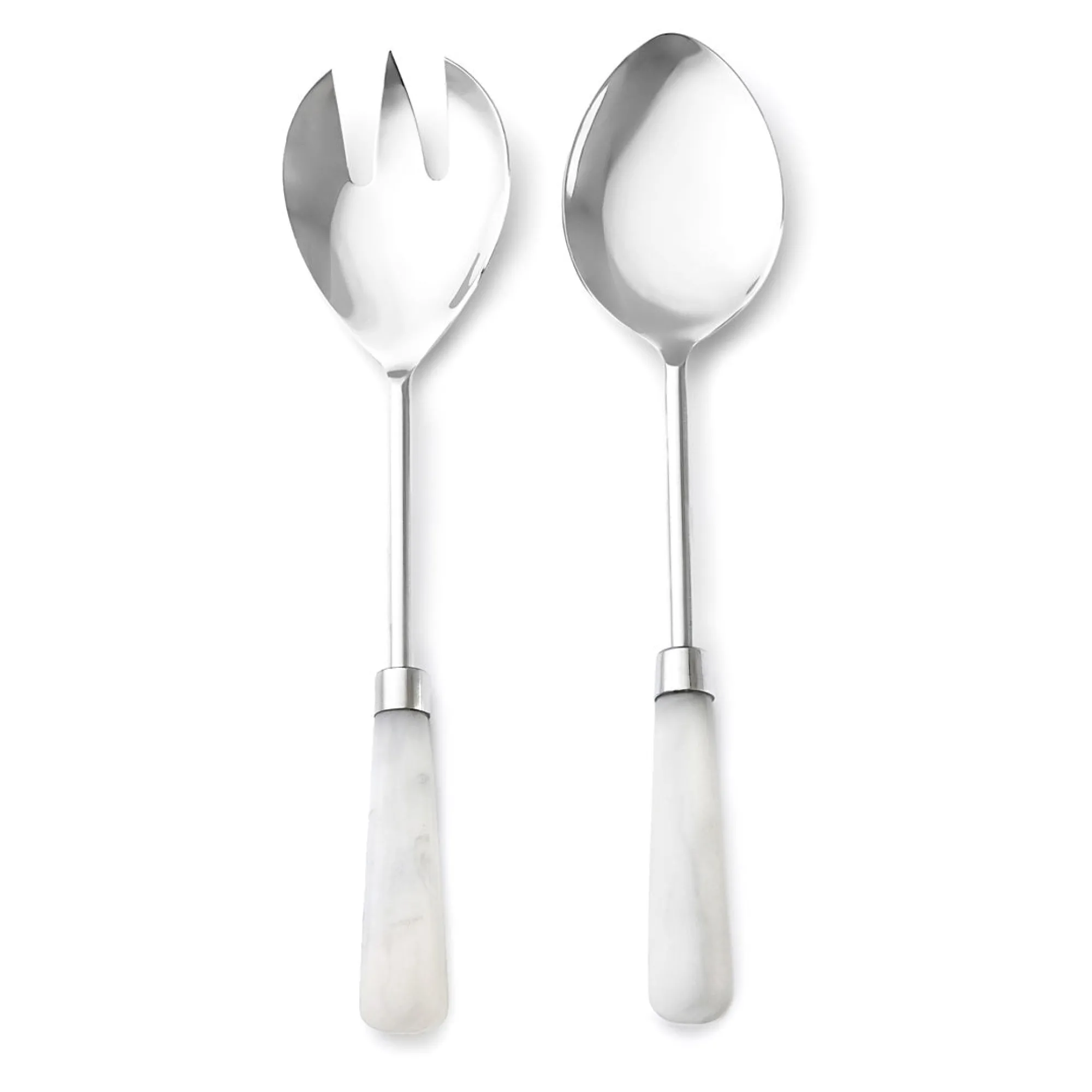 New Godinger Azure Matte White Resin Salad Server Set