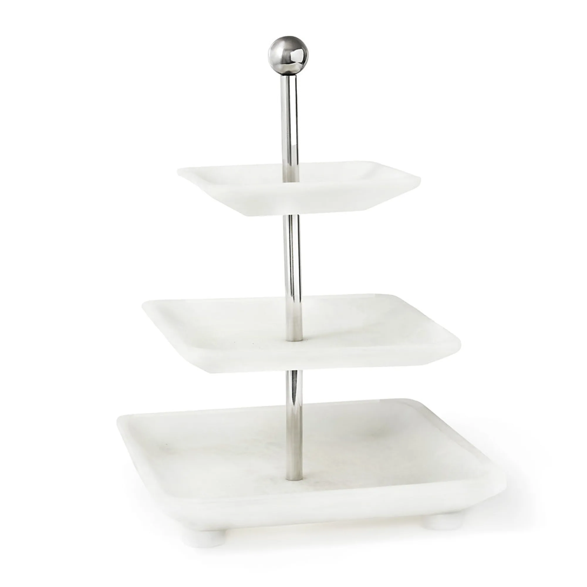 Online Godinger Azure Matte White Three Tiered Serving Stand