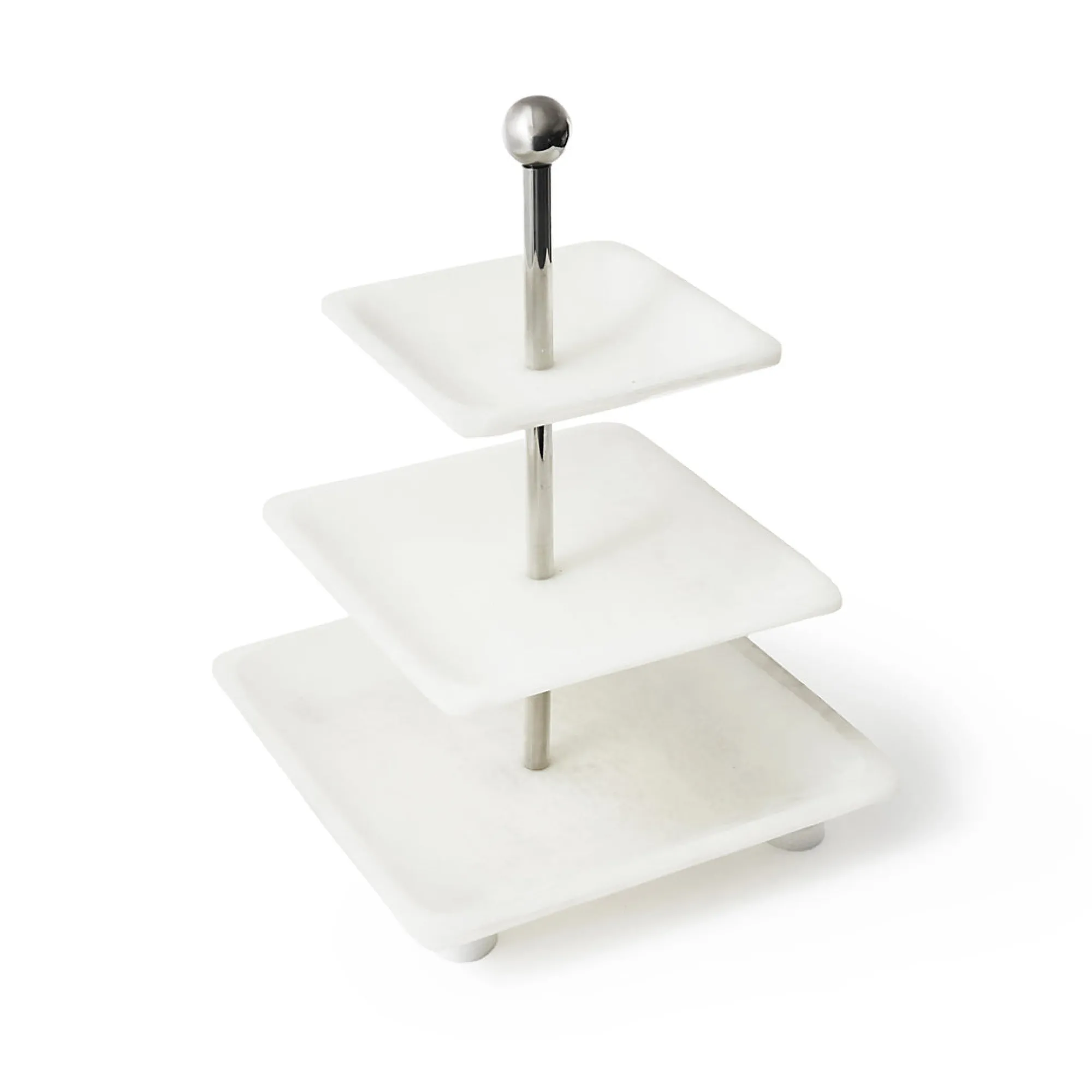 Online Godinger Azure Matte White Three Tiered Serving Stand