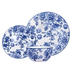 Hot Godinger Banbury Blue Porcelain 12 Piece Dinnerware Set, Service For 4
