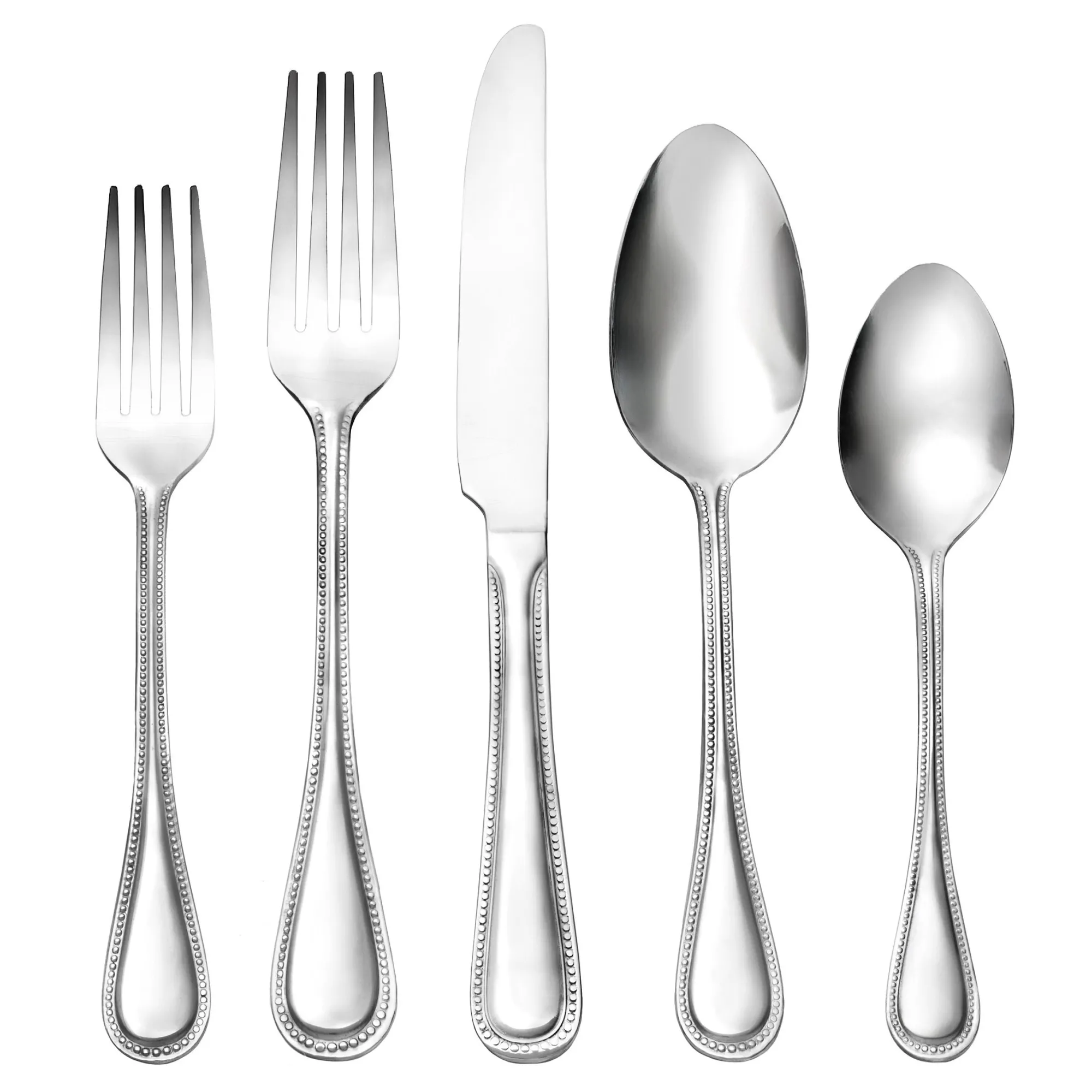 Best Godinger Bead Mirrored 18/0 Stainless Steel 20 Piece Flatware Set, Service For 4
