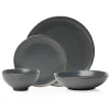 Godinger Beaumont Grey Gold Rim 16 Piece Dinnerware Set, Service for 4