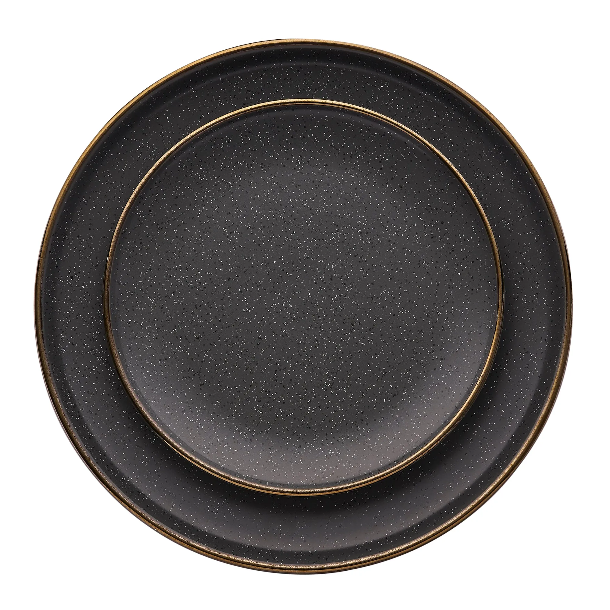 Godinger Beaumont Grey Gold Rim 16 Piece Dinnerware Set, Service for 4