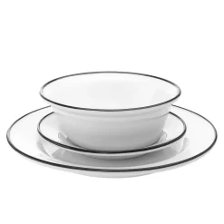 Best Godinger Bistro Black Rim Porcelain 16 Piece Dinnerware Set, Service For 4