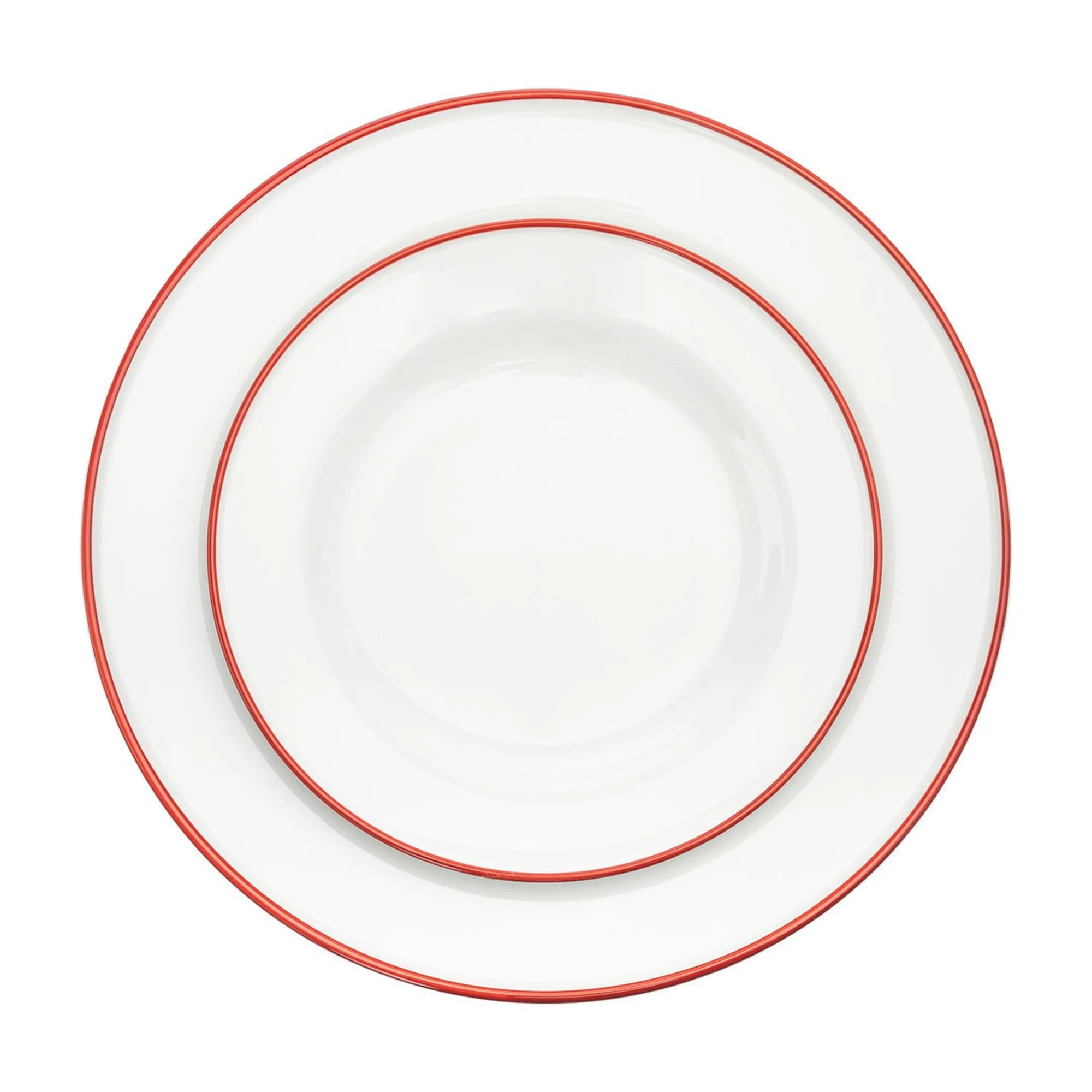 Godinger Bistro Red Rim Porcelain 16 Piece Dinnerware Set, Service For 4