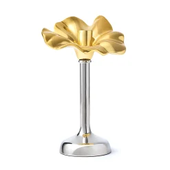 Outlet Godinger Blossom Platinum & Gold Tapered Candle Holder 10"