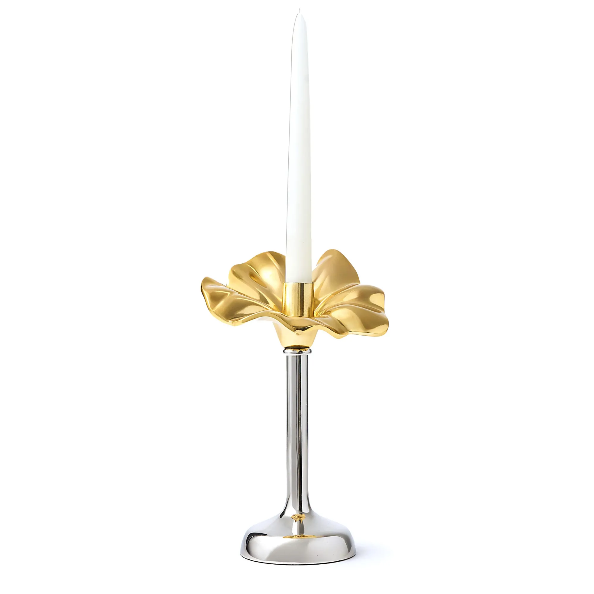 Outlet Godinger Blossom Platinum & Gold Tapered Candle Holder 10"