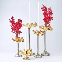 Outlet Godinger Blossom Platinum & Gold Tapered Candle Holder 15.75"