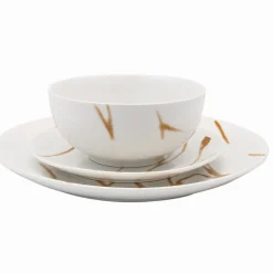 Clearance Godinger Boulon Gold Porcelain 12 Piece Dinnerware Set, Service For 4