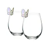 Godinger Butterfly Iridescent Stemless Wine, Set of 2