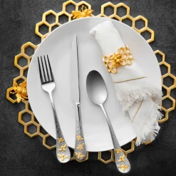Online Godinger Buzz 24kt Gold Plated 18/10 Stainless Steel 20 Piece Flatware Set, Service For 4