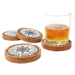 Clearance Godinger Calle Porcelain & Wood Coaster Set
