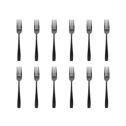 Sale Godinger Chisel Matte Black 18/0 Stainless Steel Salad Fork, Set of 12