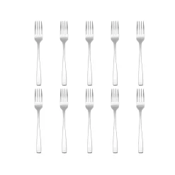 New Godinger Chisel Matte 18/0 Stainless Steel Dinner Fork, Set of 10