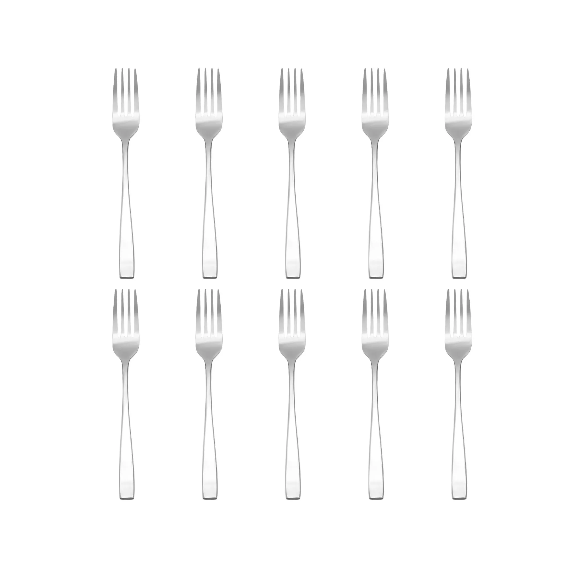 New Godinger Chisel Matte 18/0 Stainless Steel Dinner Fork, Set of 10