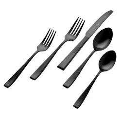 Sale Godinger Chisel Mirrored Black 18/0 Stainless Steel 20 Piece Flatware Set, Service For 4