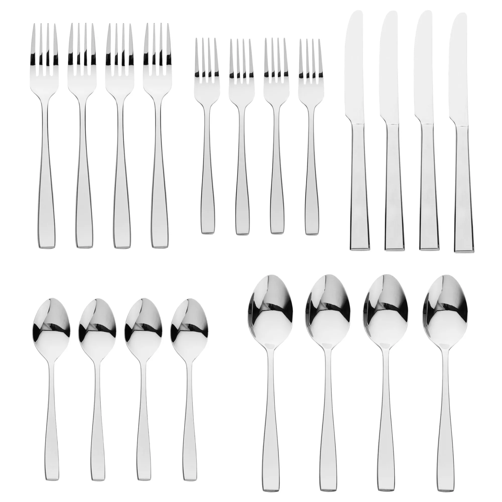 Clearance Godinger Chisel Mirrored 18/0 Stainless Steel 20 Piece Flatware Set, Service For 4