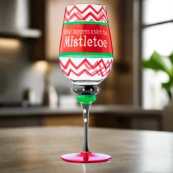 New Godinger Christmas Mistletoe Wine Glass
