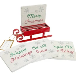 Godinger Christmas Sleigh Coaster Set