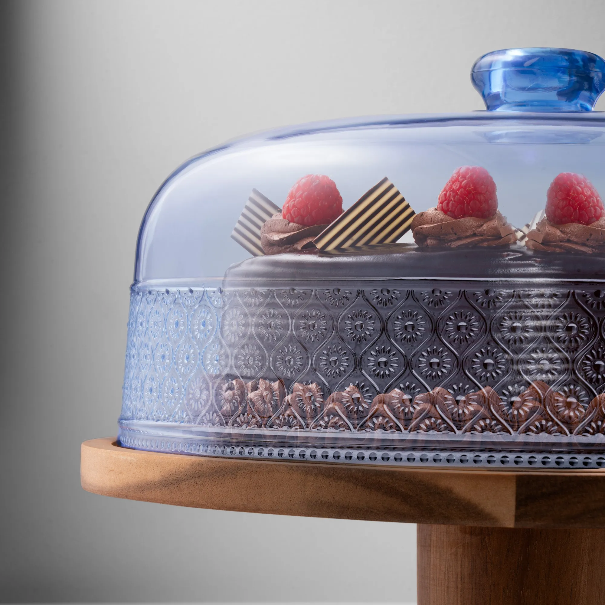 New Godinger Claro Blue Acrylic Cake Dome