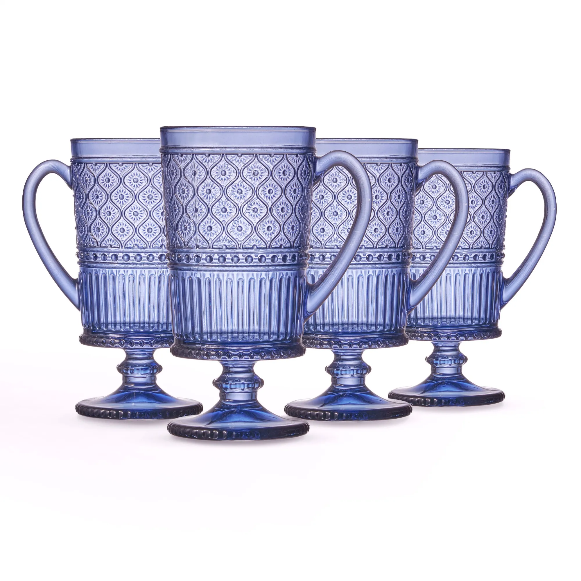 Godinger Claro Blue Footed Coffee Mug, Set of 4