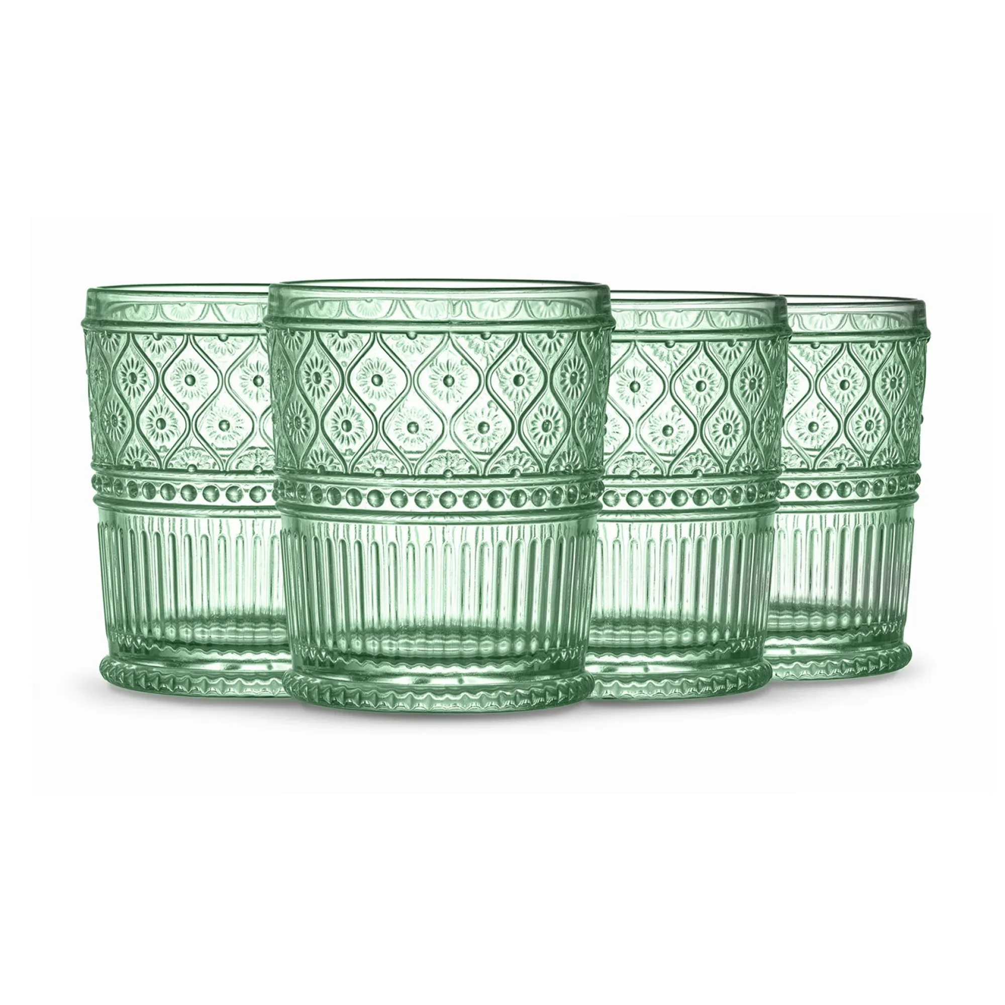 Godinger Claro Green Double Old Fashion, Set of 4
