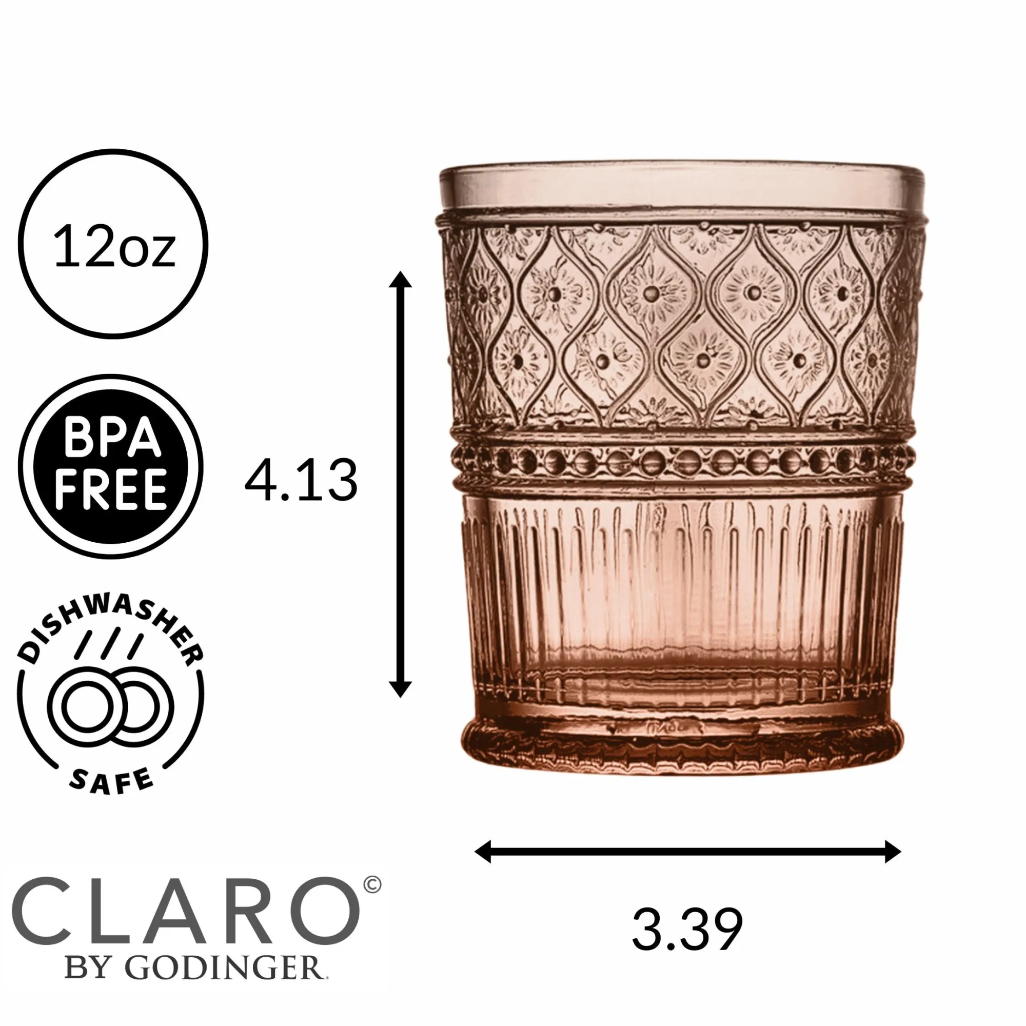 Godinger Claro Spice Double Old Fashion, Set of 4