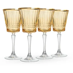 Godinger Cristine Amber Gold Rim Red Wine Glass, Set of 4