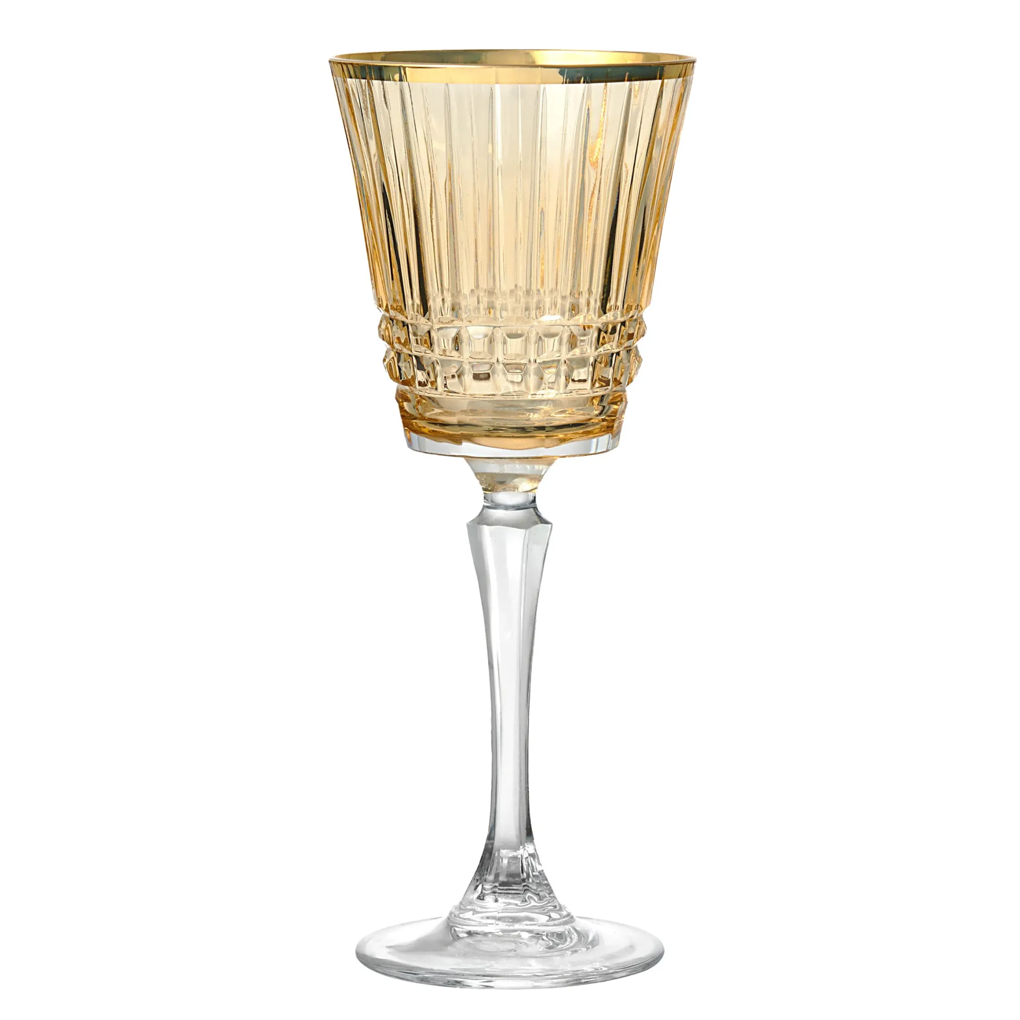 New Godinger Cristine Amber Gold Rim White Wine Glass, Set of 4