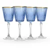Discount Godinger Cristine Blue Gold Rim Red Wine Glass, Set of 4