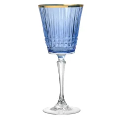 Discount Godinger Cristine Blue Gold Rim Red Wine Glass, Set of 4