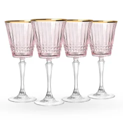 Hot Godinger Cristine Pink Gold Rim Red Wine Glass, Set of 4