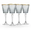 New Godinger Cristine Smoke Gold Rim Red Wine Glass, Set of 4
