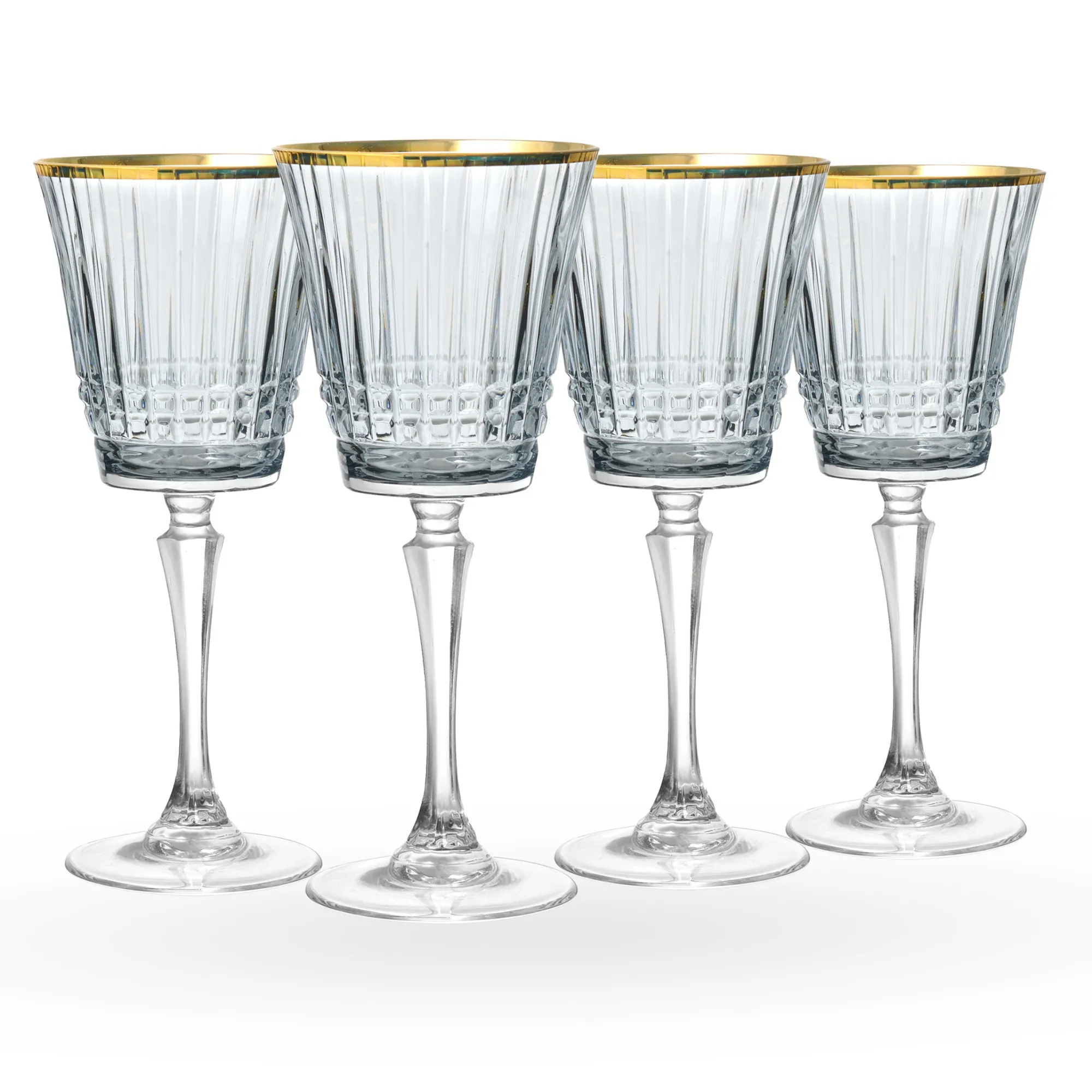 New Godinger Cristine Smoke Gold Rim White Wine Glass, Set of 4