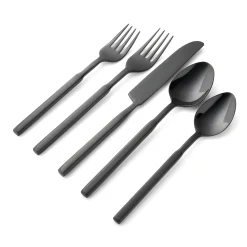 Clearance Godinger Cubit Matte Black 18/10 Stainless Steel 20 Piece Flatware Set, Service For 4