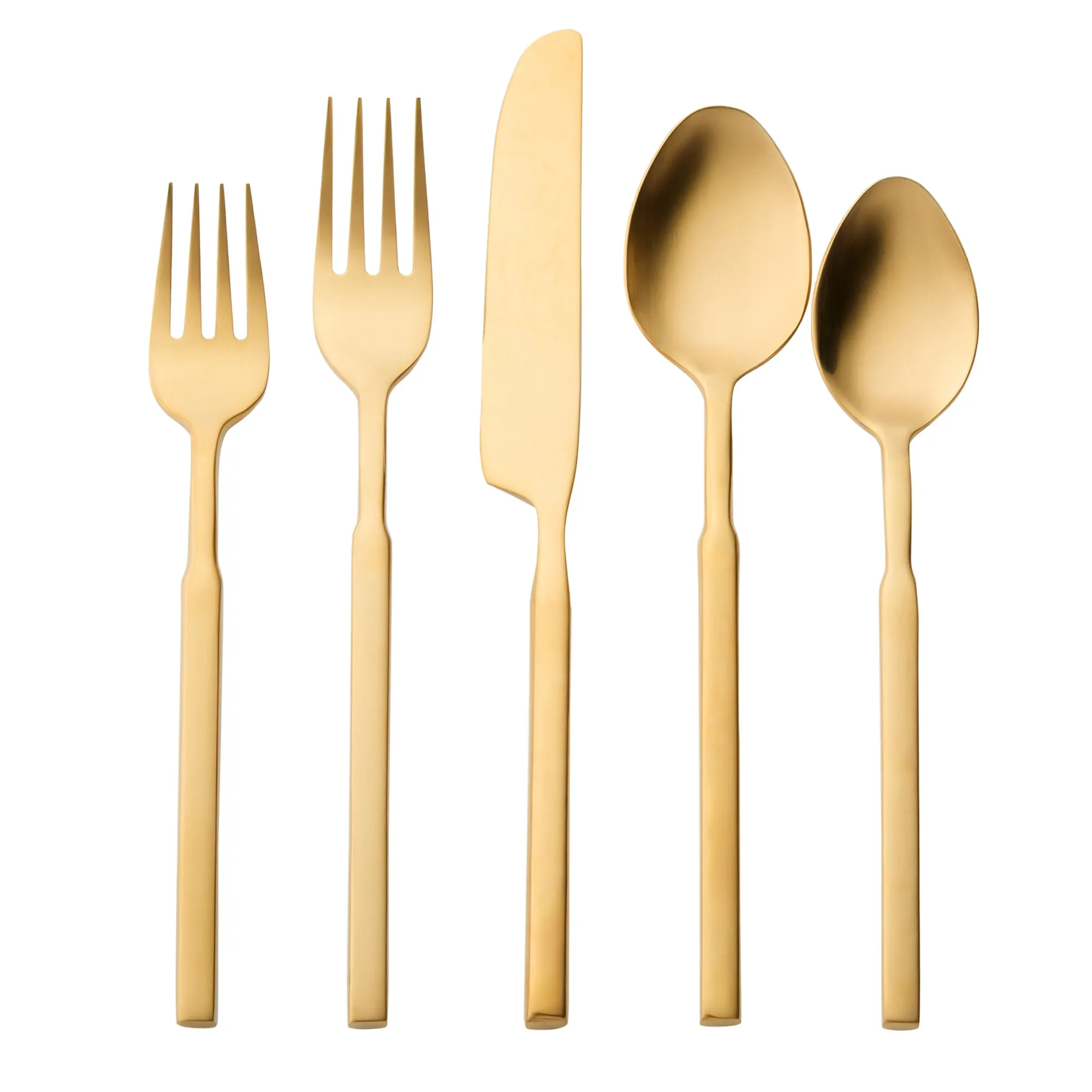 New Godinger Cubit Matte Gold 18/10 Stainless Steel 20 Piece Flatware Set, Service For 4