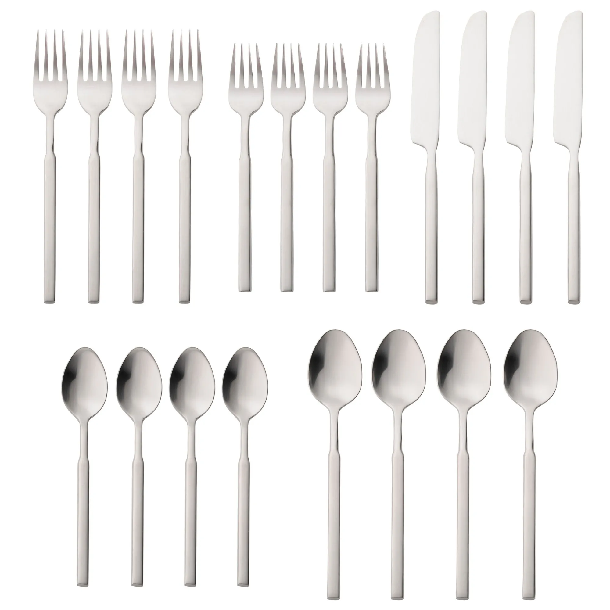 New Godinger Cubit Matte 18/10 Stainless Steel 20 Piece Flatware Set, Service For 4