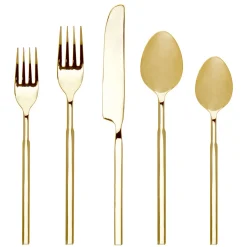 New Godinger Cubit Mirrored Gold 18/10 Stainless Steel 20 Piece Flatware Set, Service For 4