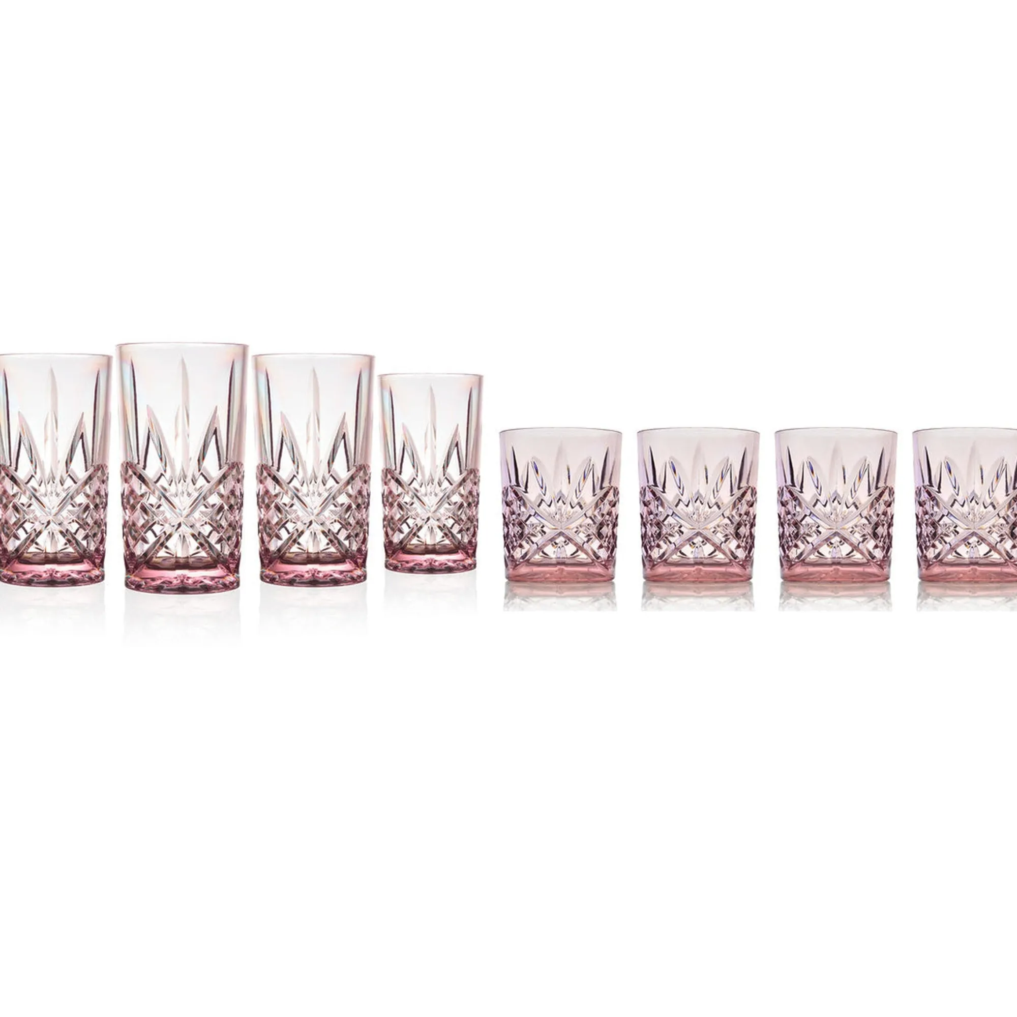 Best Godinger Dublin Acrylic Blush Double Old Fashion & Highball, Set of 8