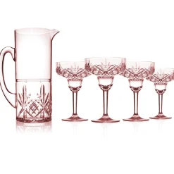 Best Godinger Dublin Acrylic Blush 5 Piece Margarita & Pitcher Set