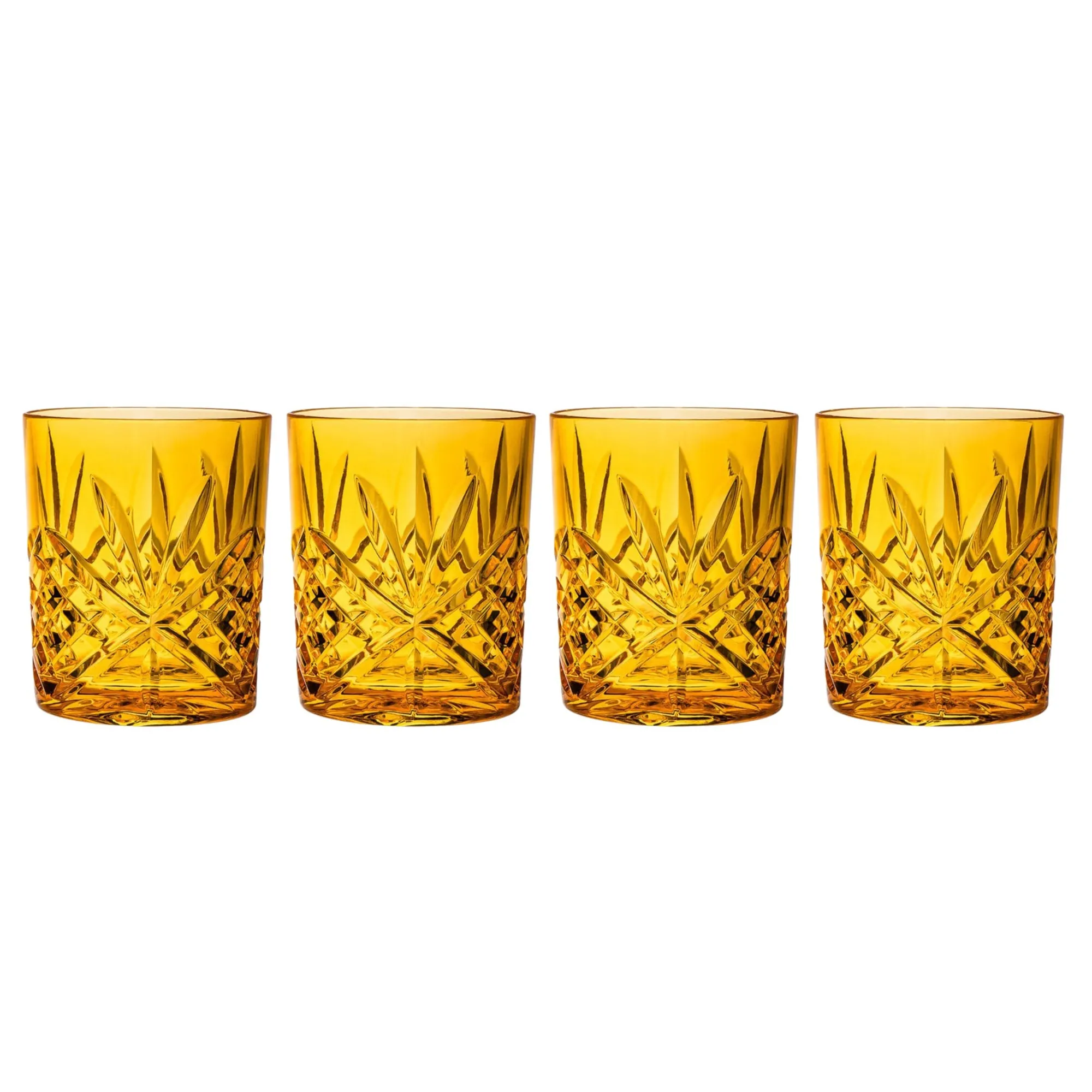 Discount Godinger Dublin Acrylic Sunshine Yellow Double Old Fashion, Set of 4